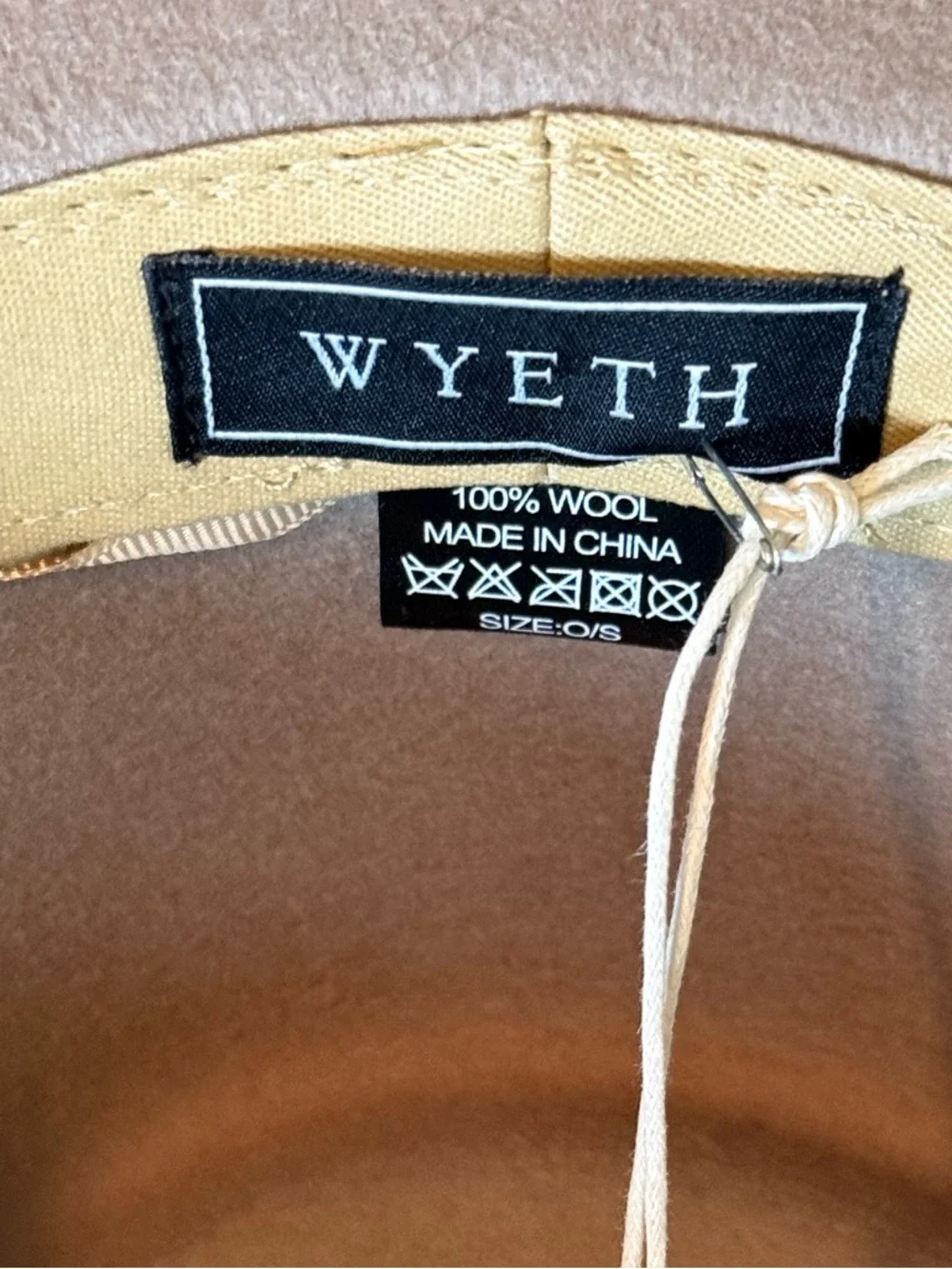 NWT Wyeth Taupe 100% Australian Wool Adjustable Fedora Wide Brim Hat